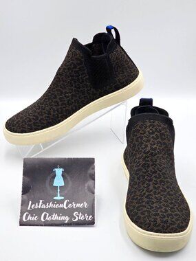 Rothy's Women's Black Brown Leopard Shoes The Chelsea In Espresso  Size 8.5 2371